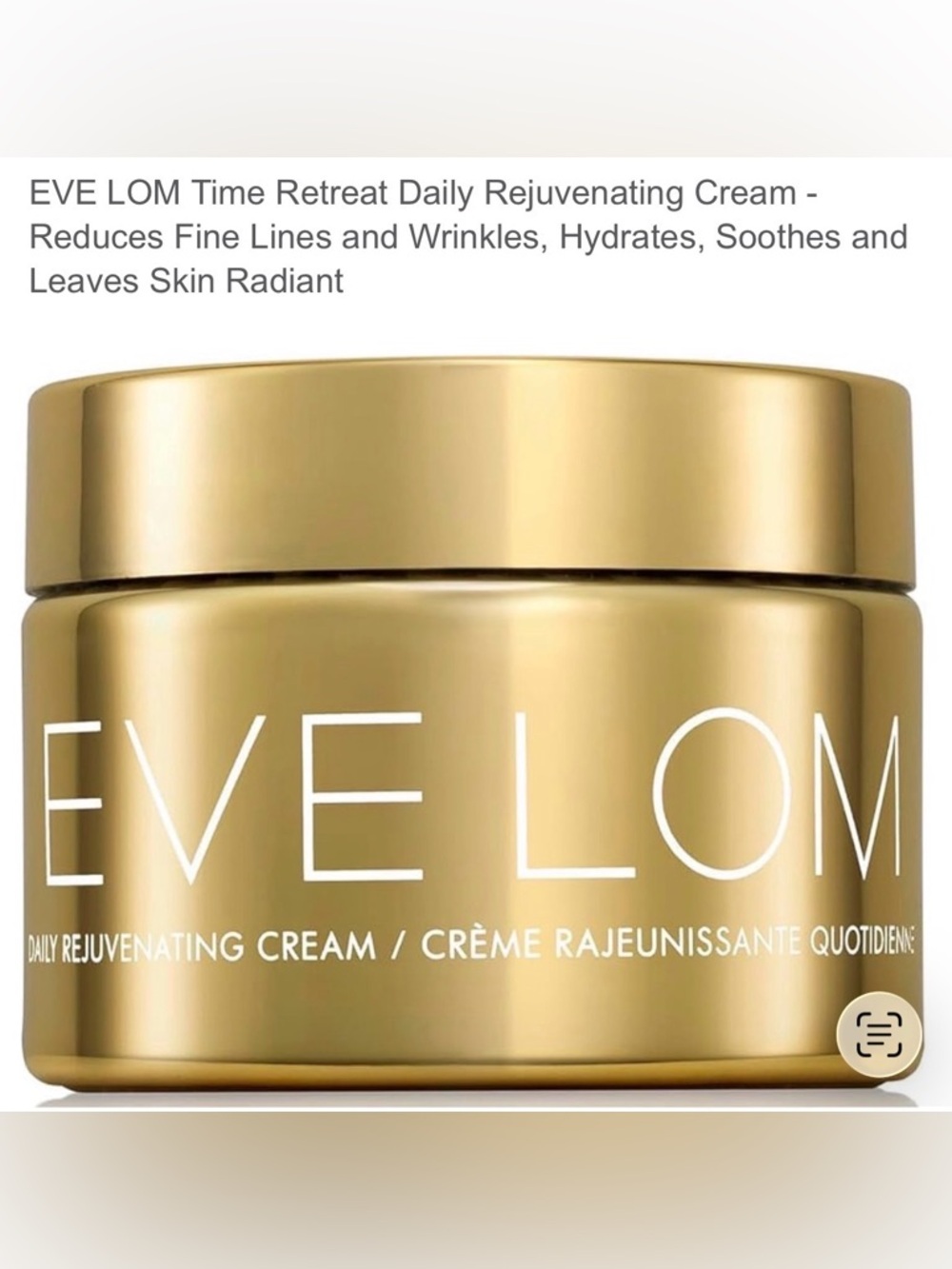 EVE LOM Time Retreat Rejuvenating Cream — Gold Jar